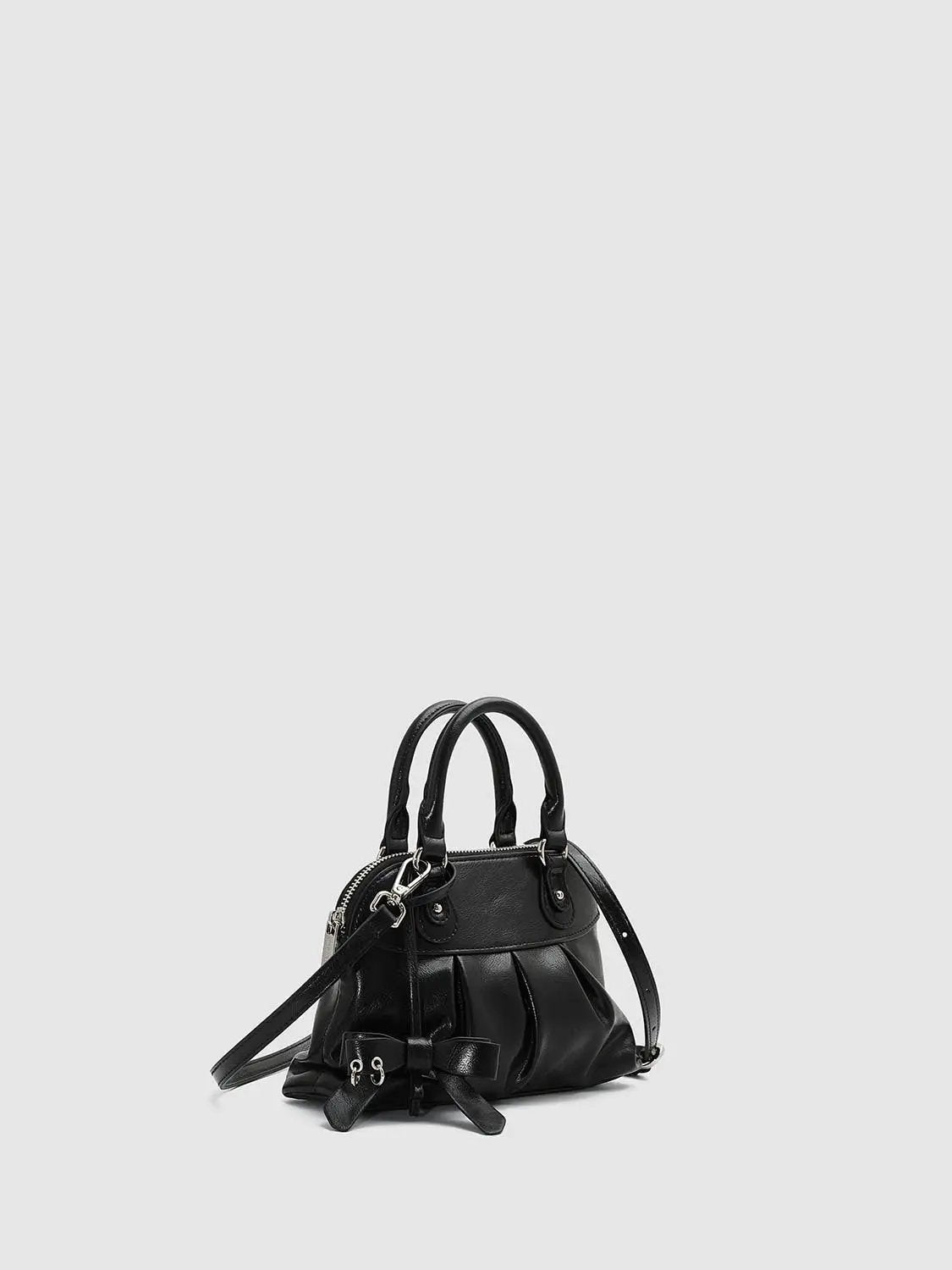 Ruched Top Handle Crossbody Bag With Bow Detail