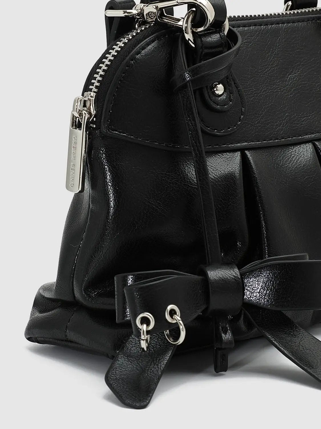 Ruched Top Handle Crossbody Bag With Bow Detail