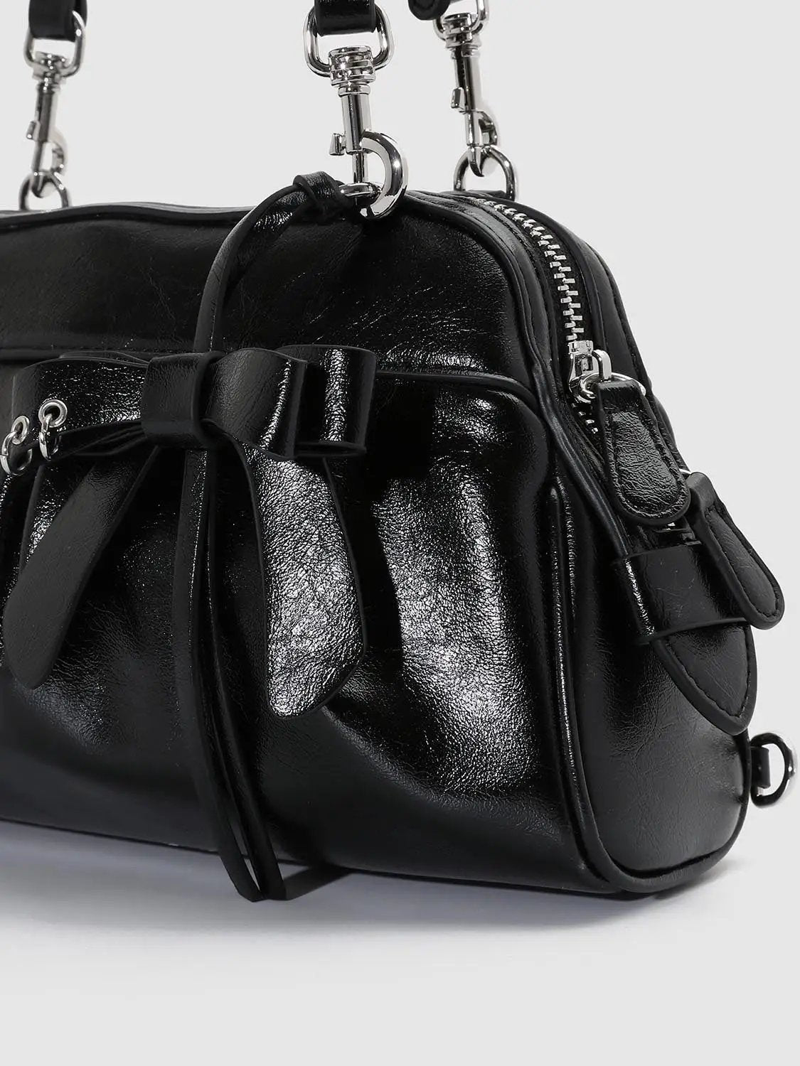 Ruched Bow Adjustable Strap Shoulder Bag