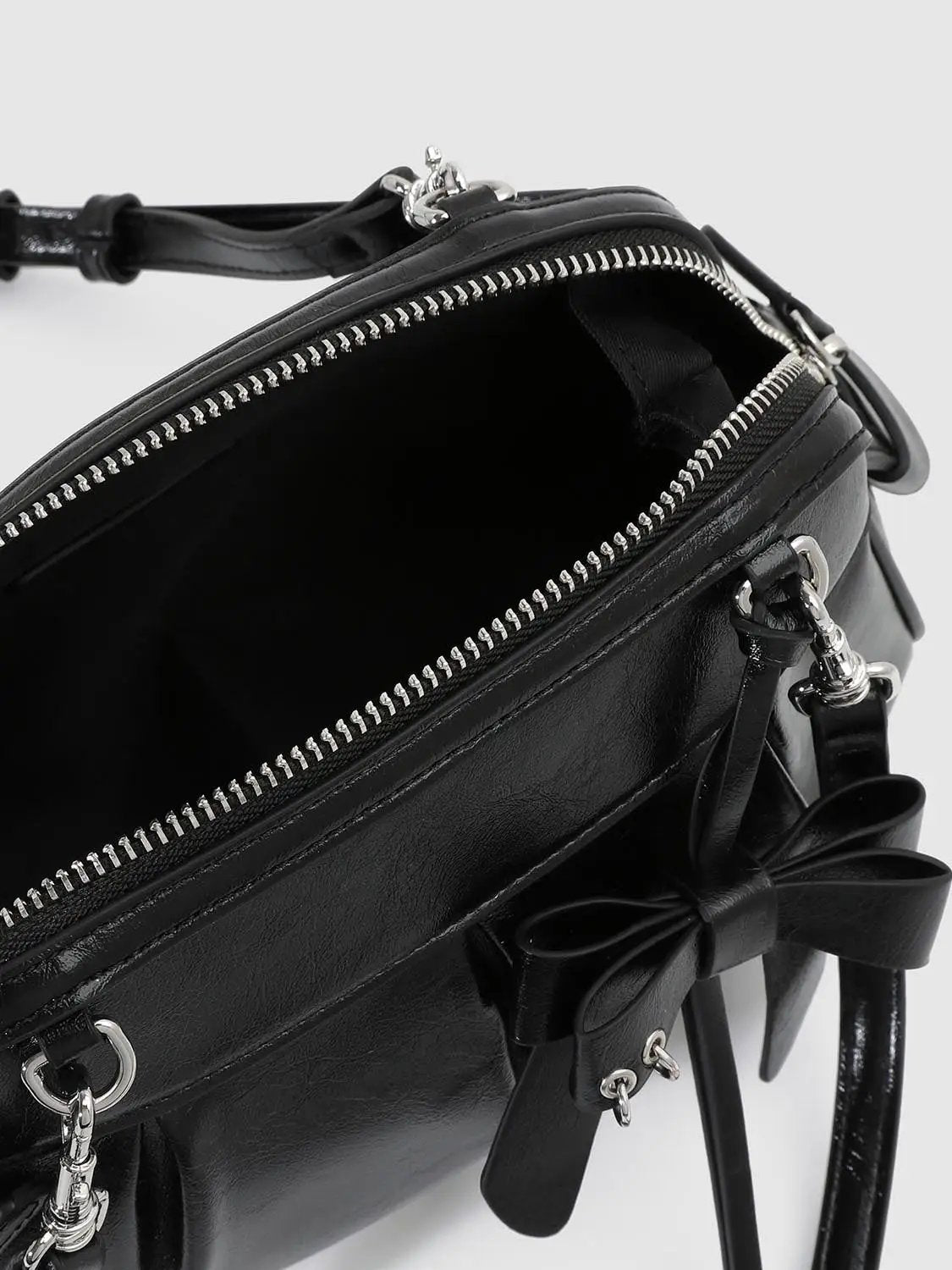 Ruched Bow Adjustable Strap Shoulder Bag