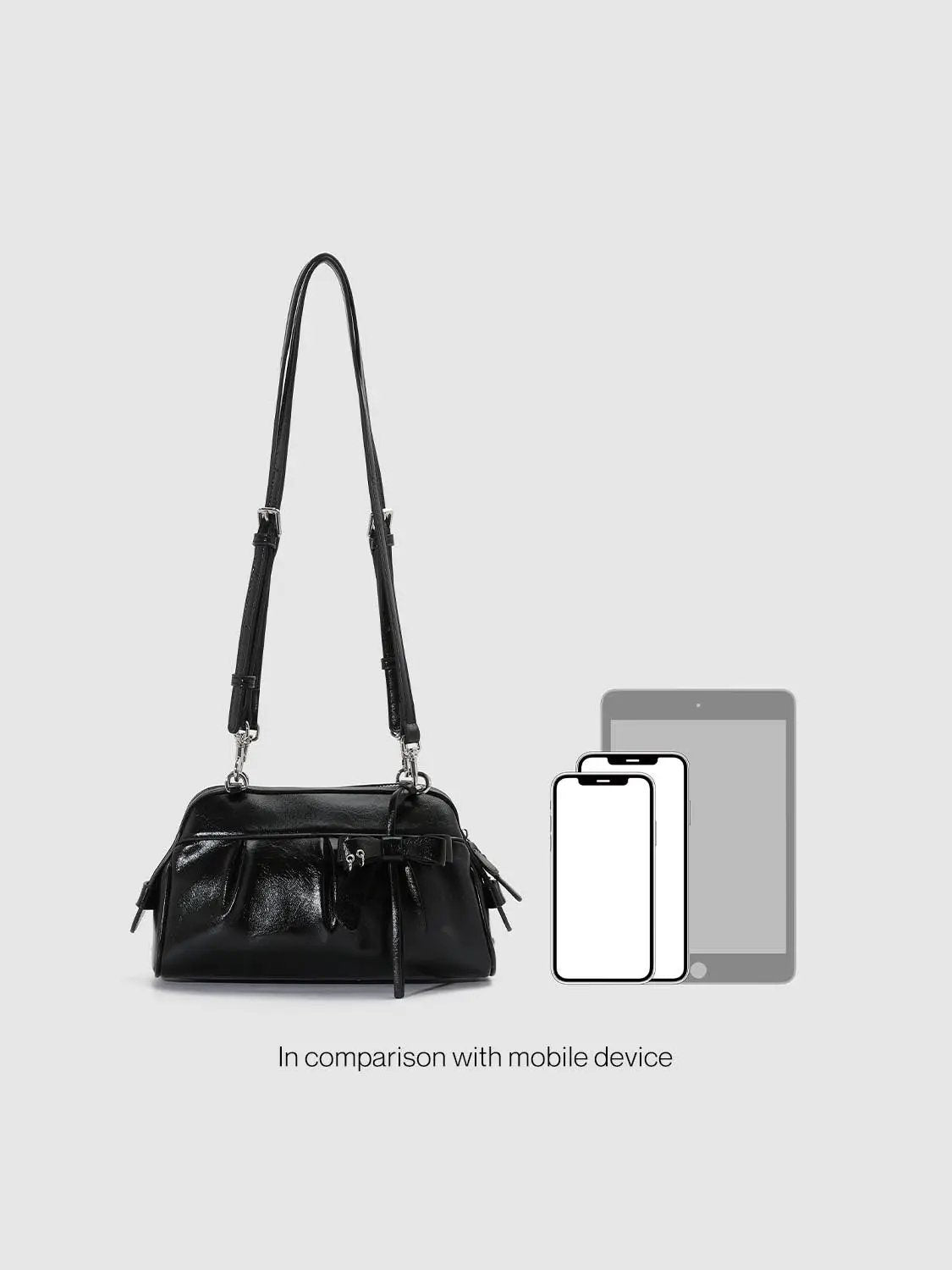 Ruched Bow Adjustable Strap Shoulder Bag