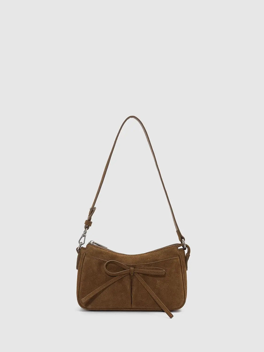 Bow Zipper Long Strap Shoulder Bag