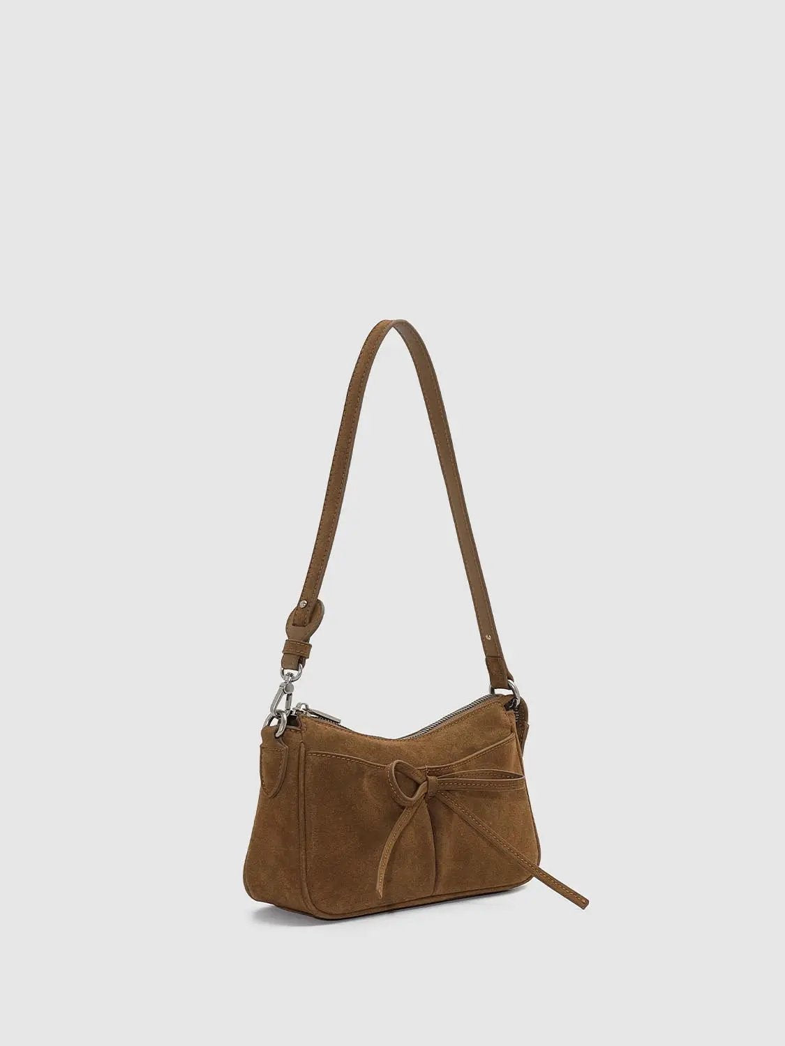 Bow Zipper Long Strap Shoulder Bag