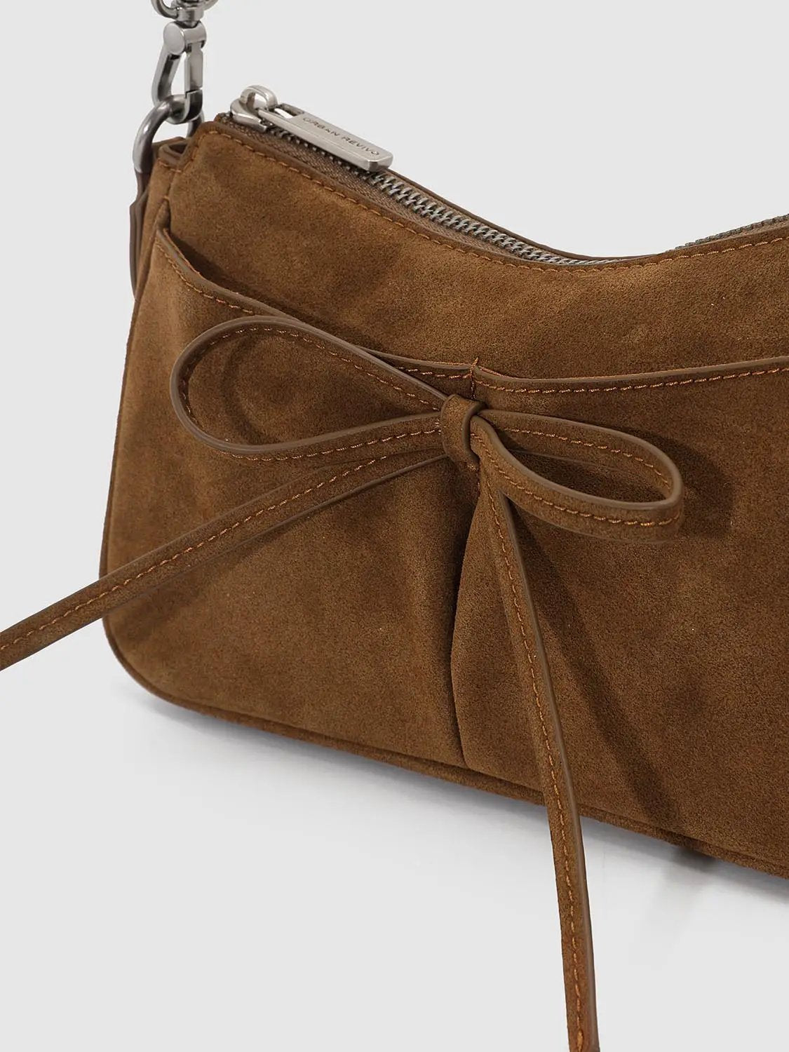 Bow Zipper Long Strap Shoulder Bag
