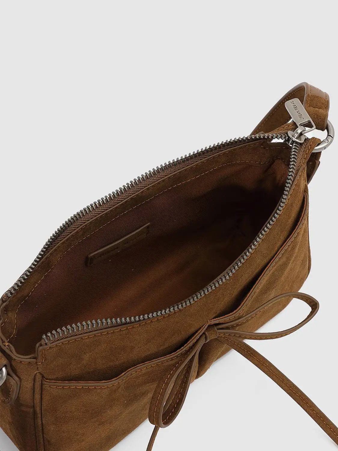 Bow Zipper Long Strap Shoulder Bag