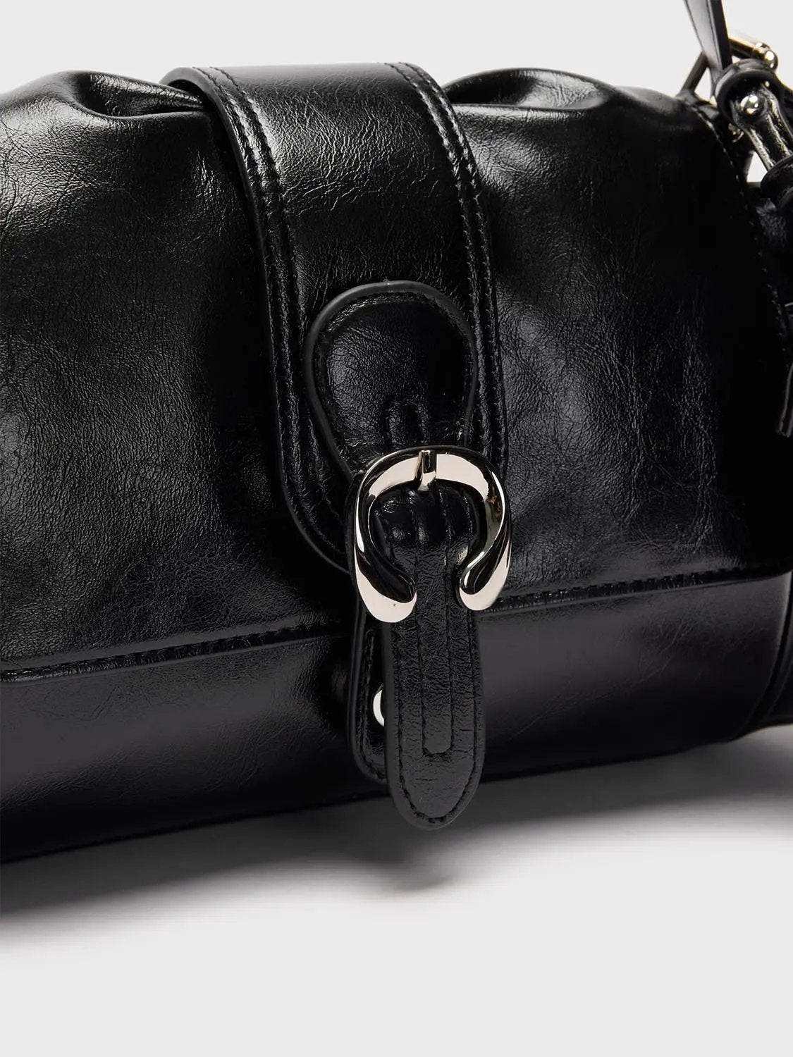 Buckle Shoulder Bag With Attached Pouch