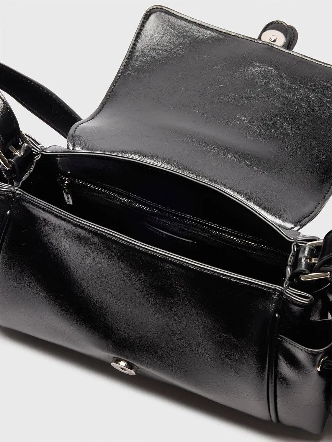 Buckle Shoulder Bag With Attached Pouch