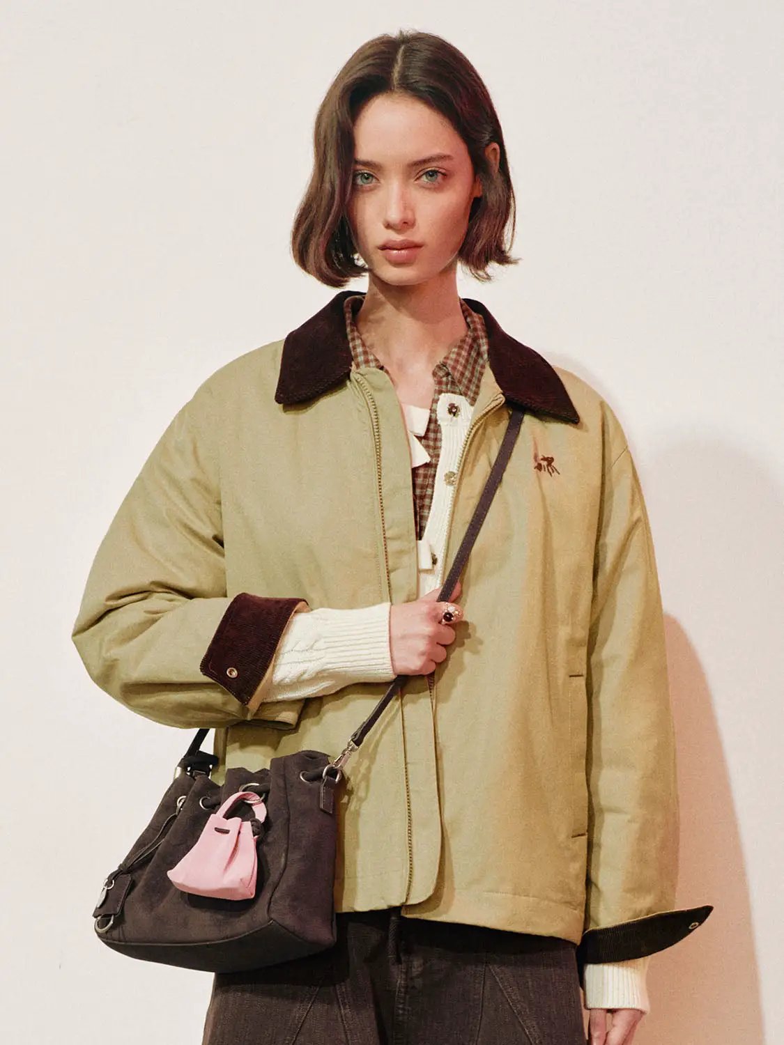 Ruched Drawstring Artificial Leather Shoulder Bag