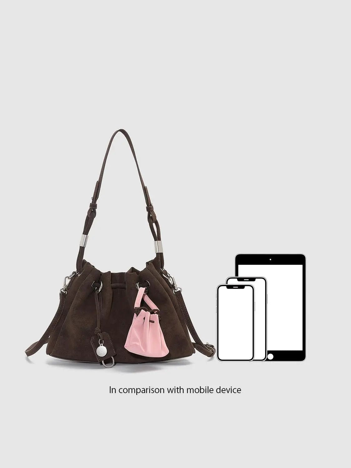 Ruched Drawstring Artificial Leather Shoulder Bag