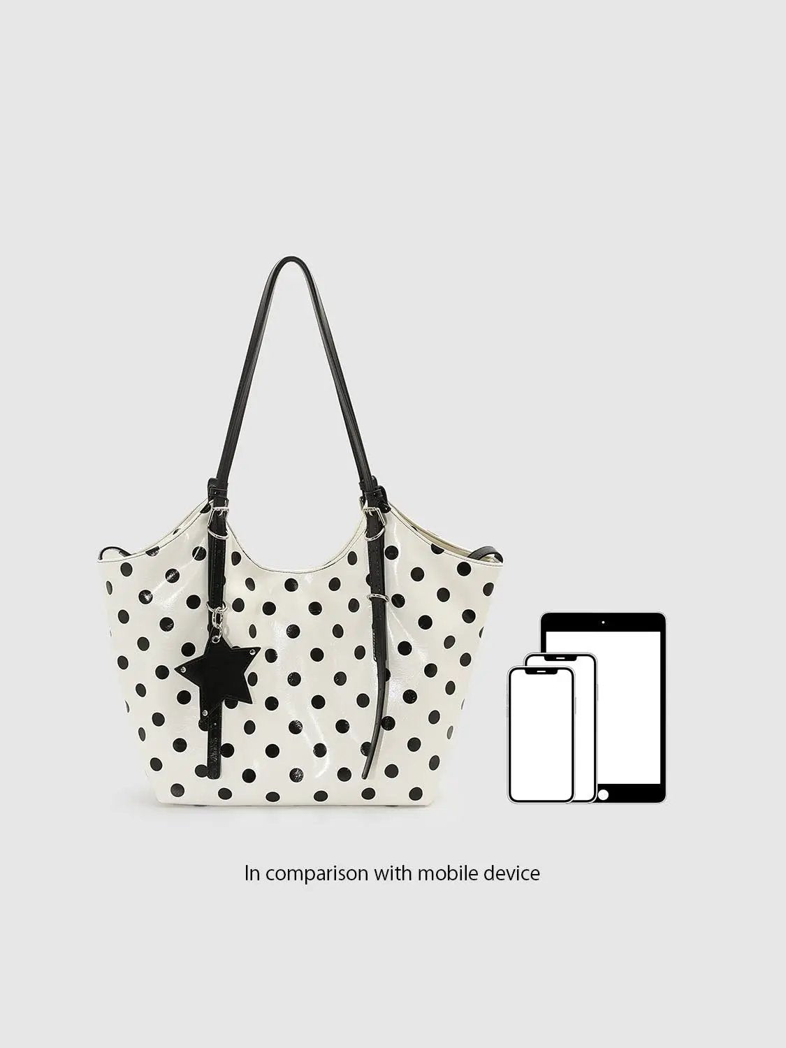Polka Dot Shoulder Bag With Black Star Charm