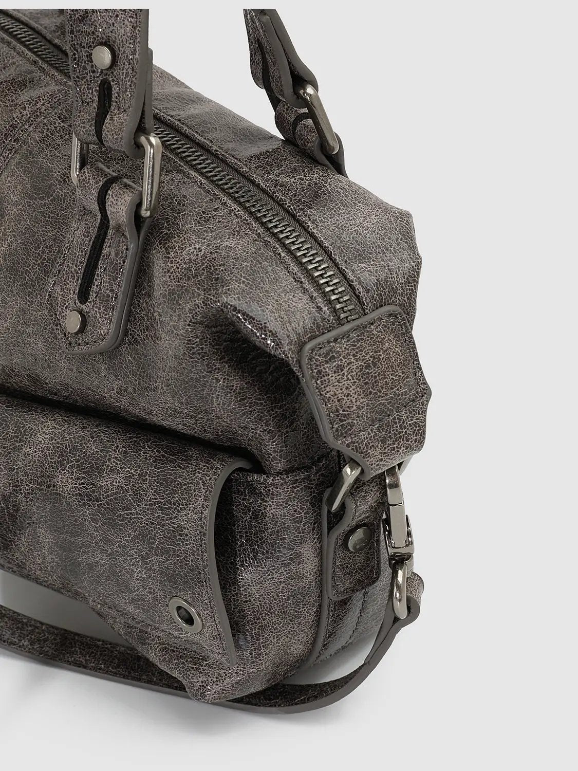 Top Handle Artificial Leather Crossbody Front Pocket Handbag