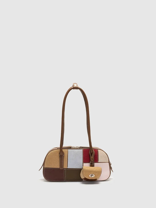 Patchwork Artificial Leather Shoulder Bag With Coin Purse