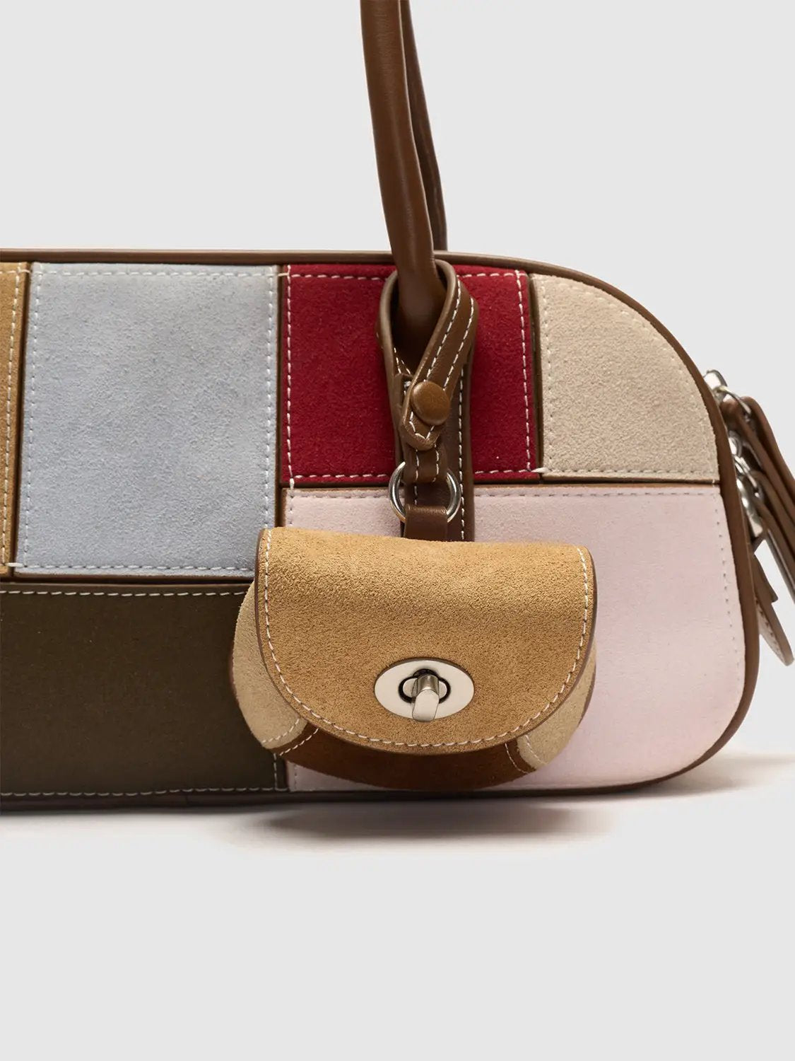 Patchwork Artificial Leather Shoulder Bag With Coin Purse