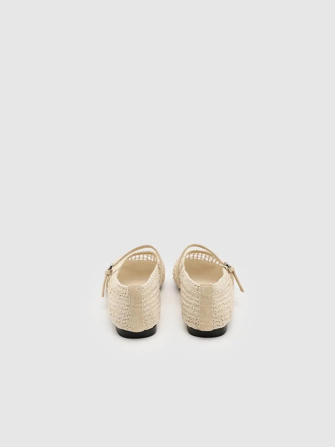 Floral Knit Mary Jane Strap Cotton Flats