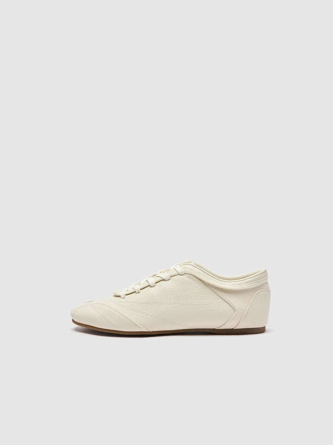 Cream Textured Upper Lace-Up Flat Everyday Pumps