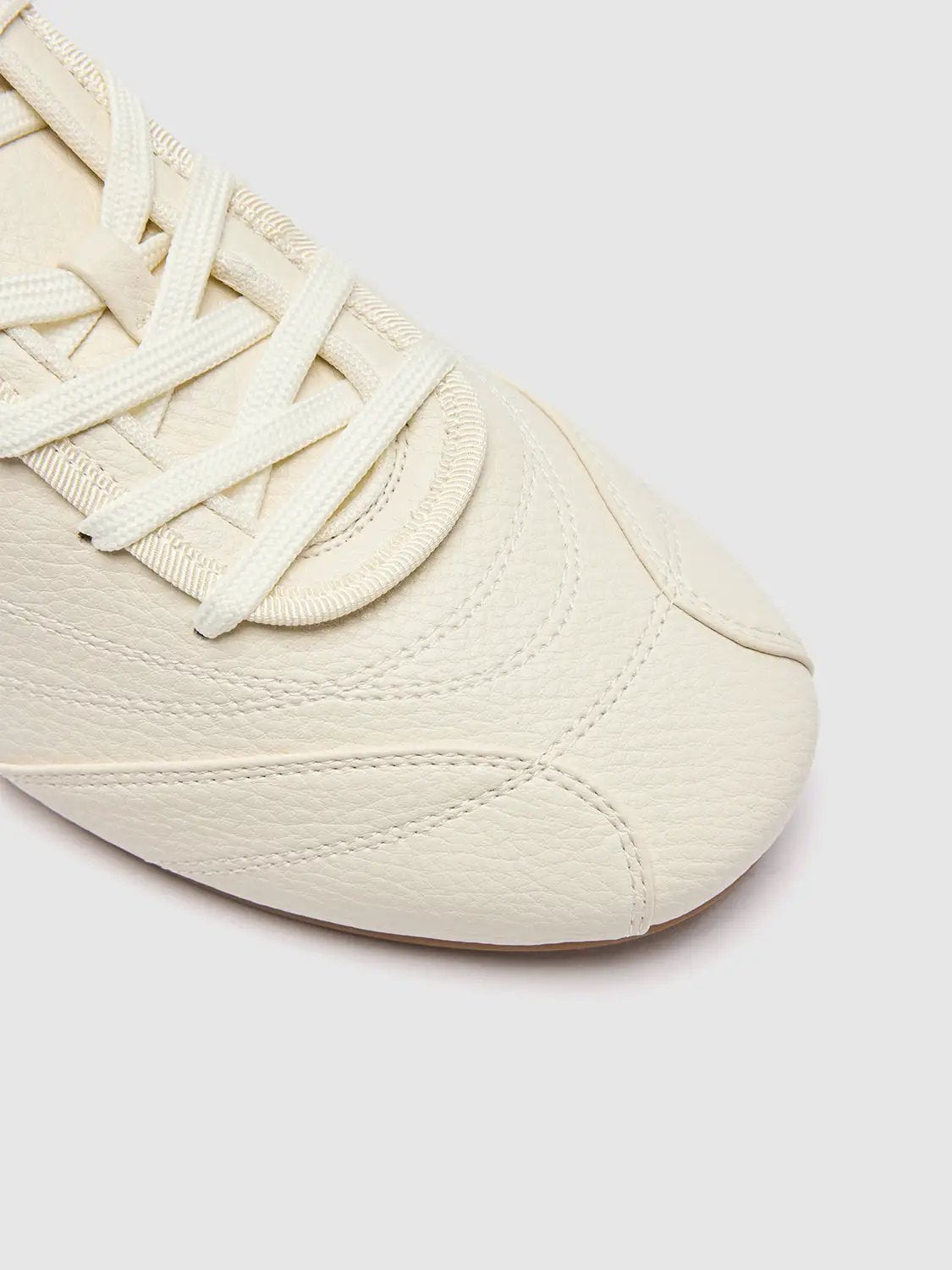Cream Textured Upper Lace-Up Flat Everyday Pumps
