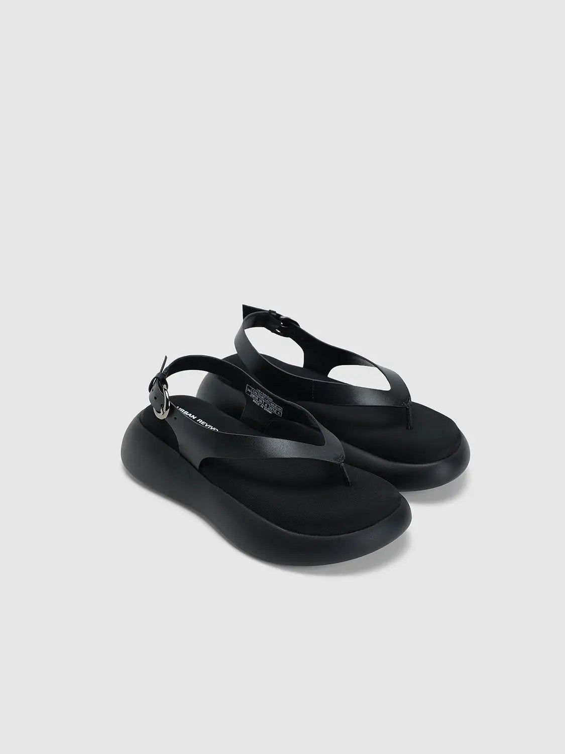 Two Tone Thong Buckle Strap Platform Casual Sandals