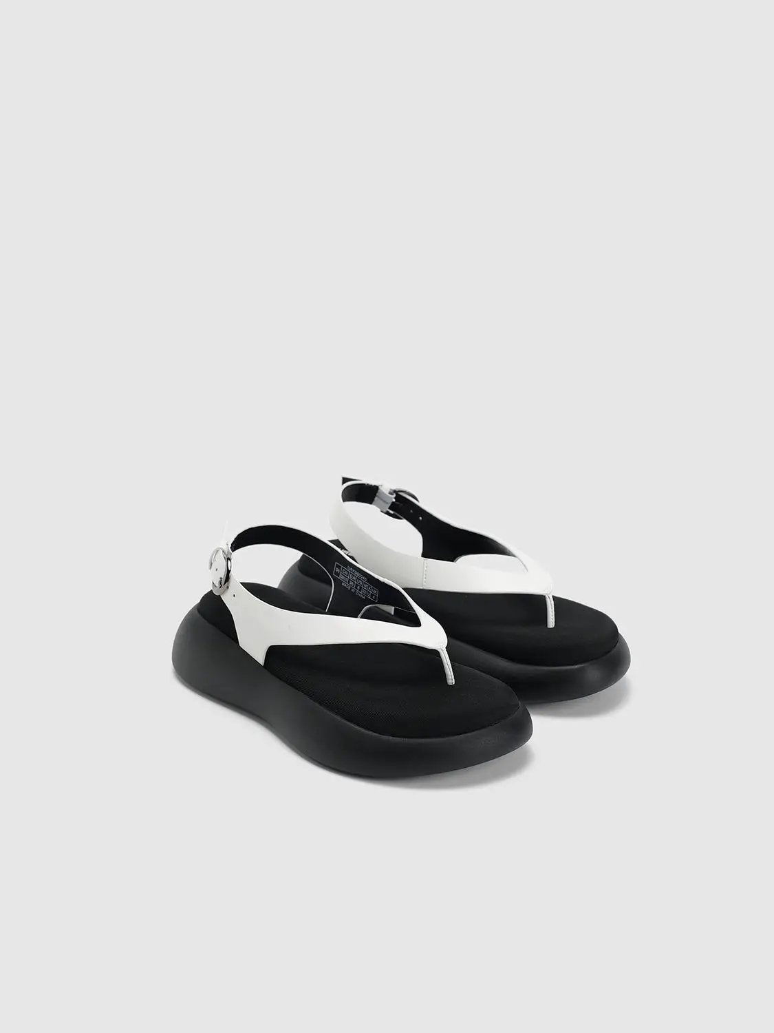 Two Tone Thong Buckle Strap Platform Casual Sandals
