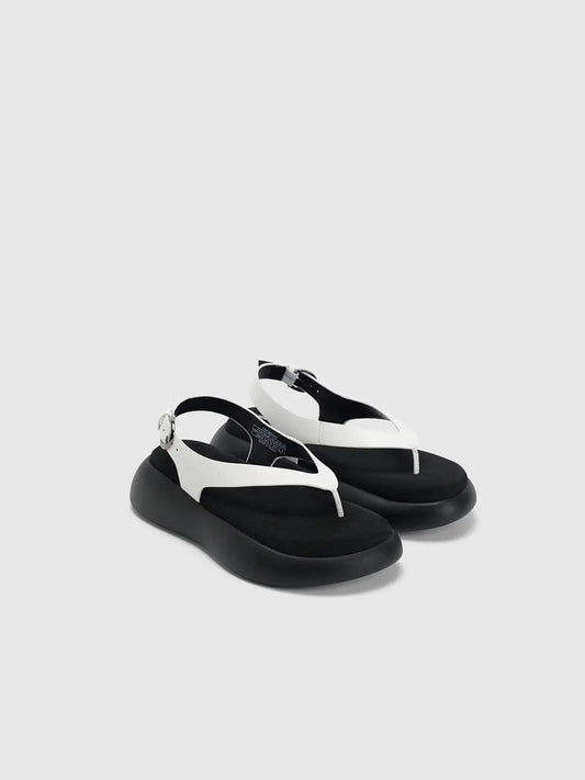 Two Tone Thong Buckle Strap Platform Casual Sandals