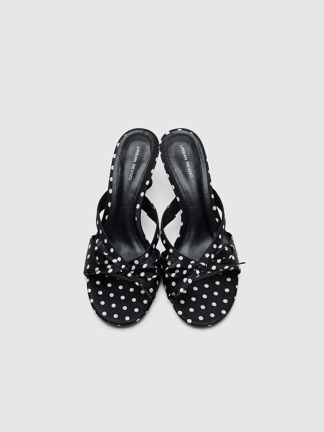 Textile Upper Polka Dot Bow Embellishment Slippers