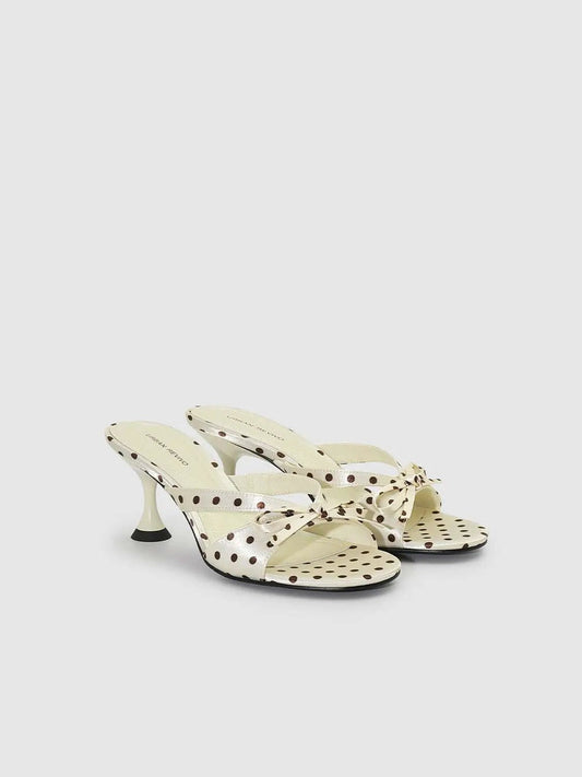 Textile Upper Polka Dot Bow Embellishment Slippers