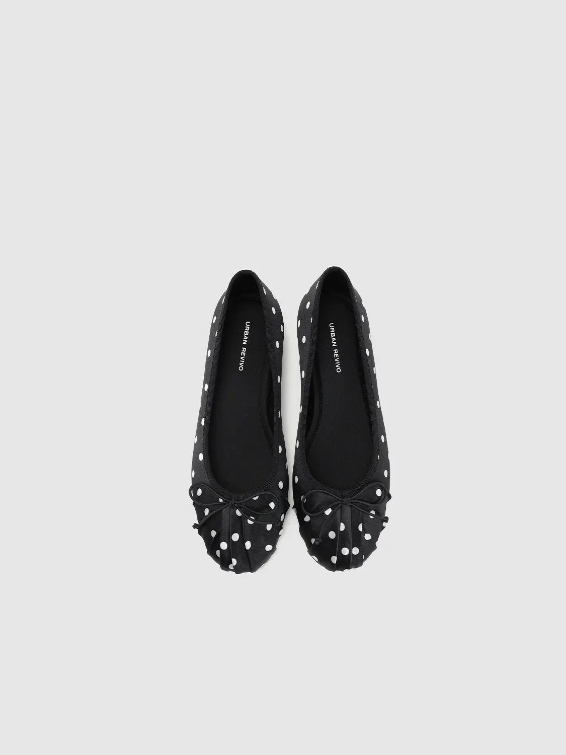 Polka Dot Bow Front Hand Stitched Ballet Flats