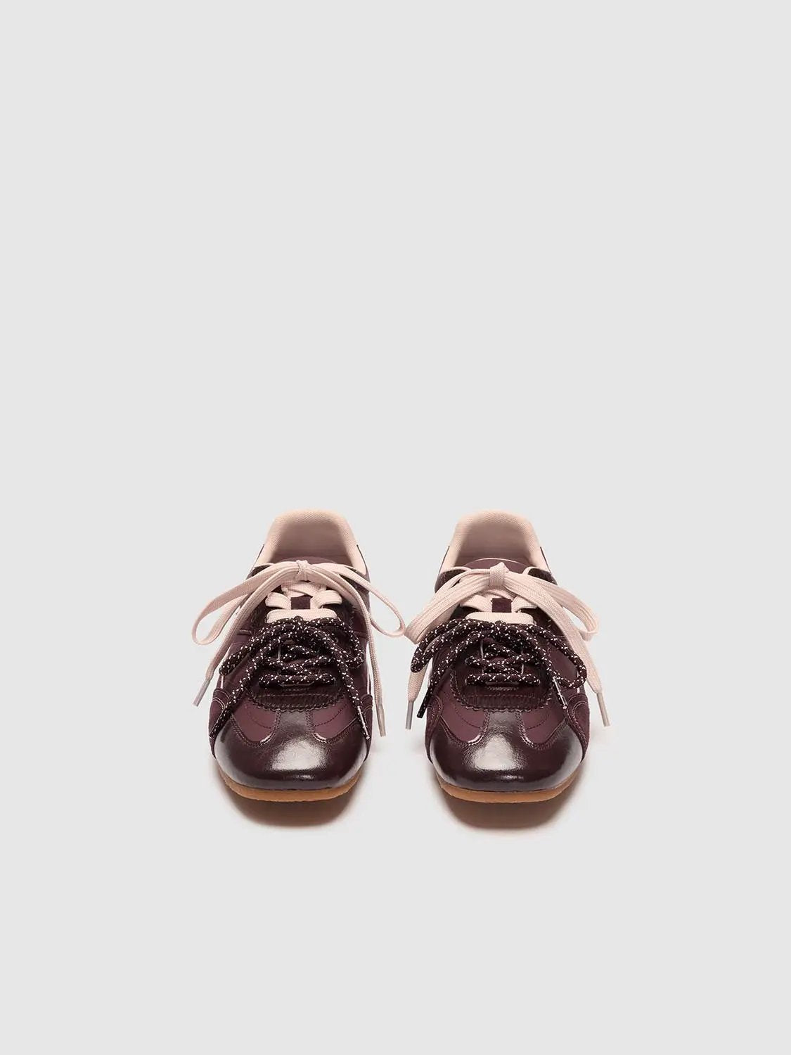 Patent Toe Panelled Mixed Texture Sneakers