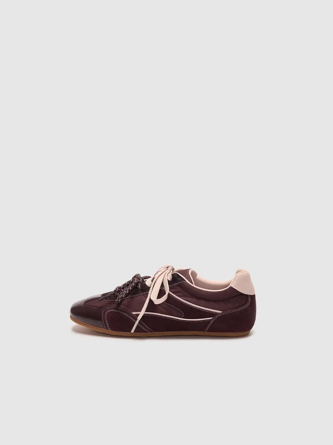 Patent Toe Panelled Mixed Texture Sneakers