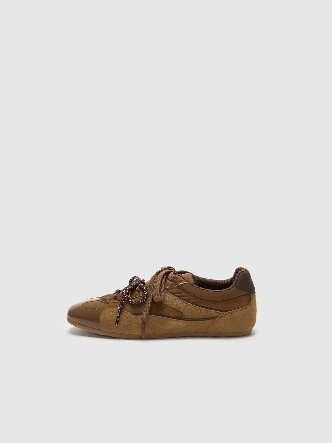 Patent Toe Panelled Mixed Texture Sneakers