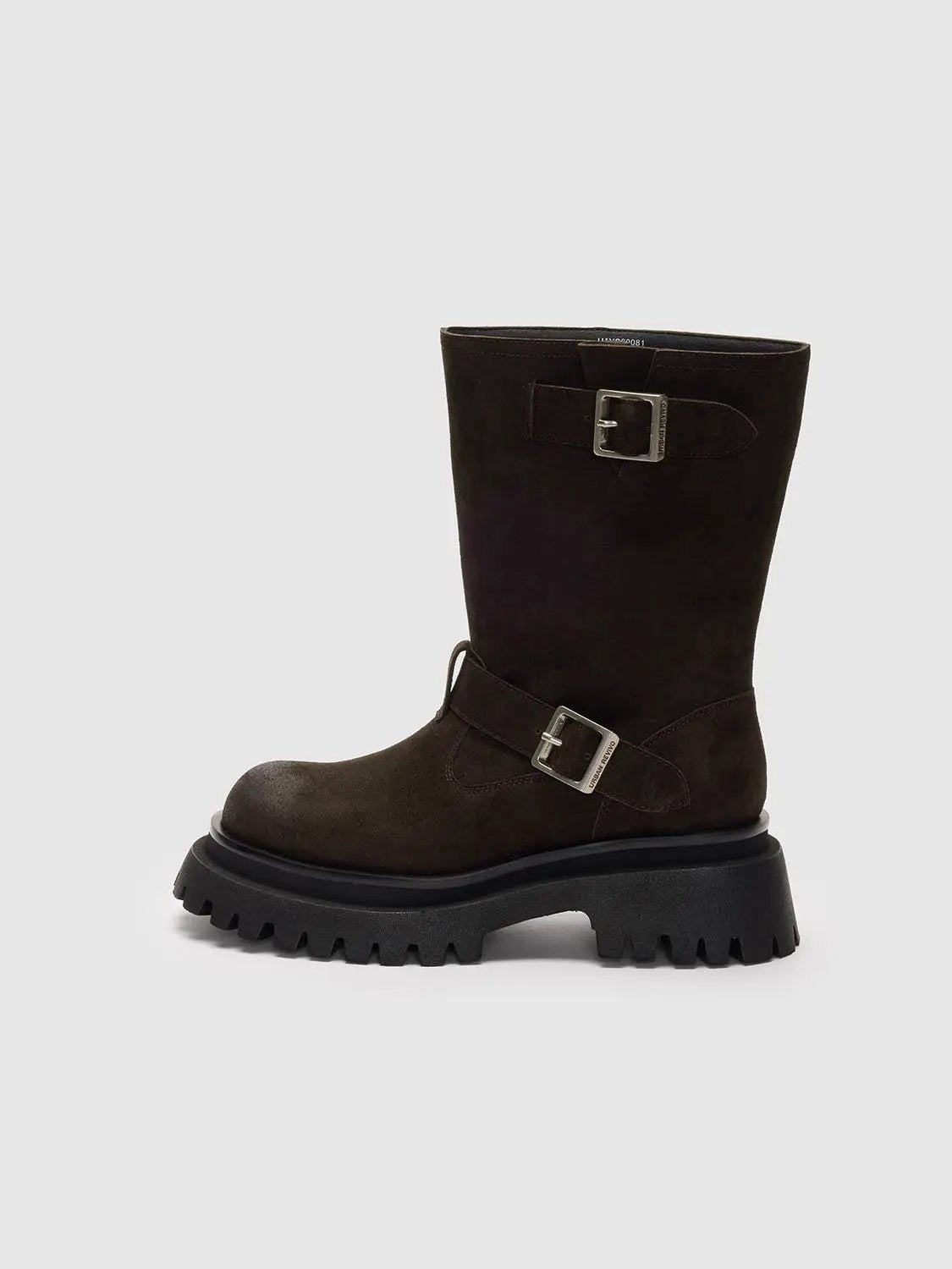 Round Toe Double Buckle Chunky Boots