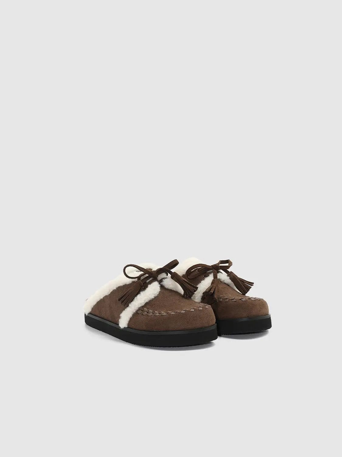 Fur Trimmed Tassel Moccasin Slippers
