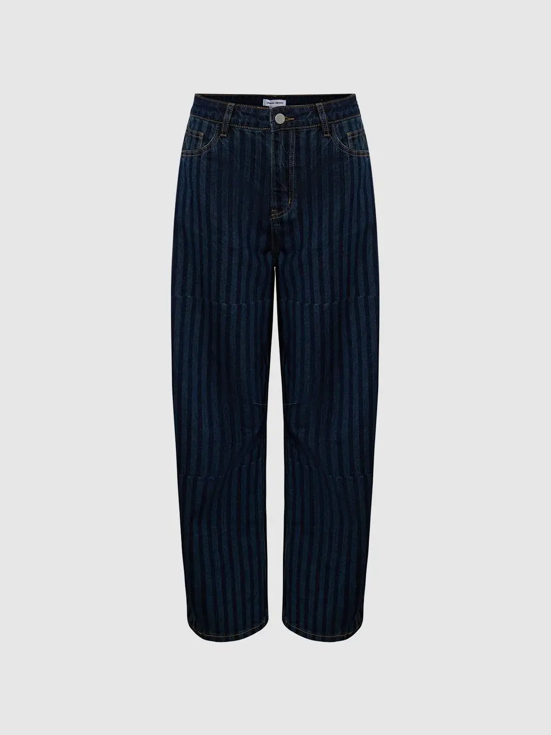 Striped Denim Texture Classic Cut Cotton Jeans