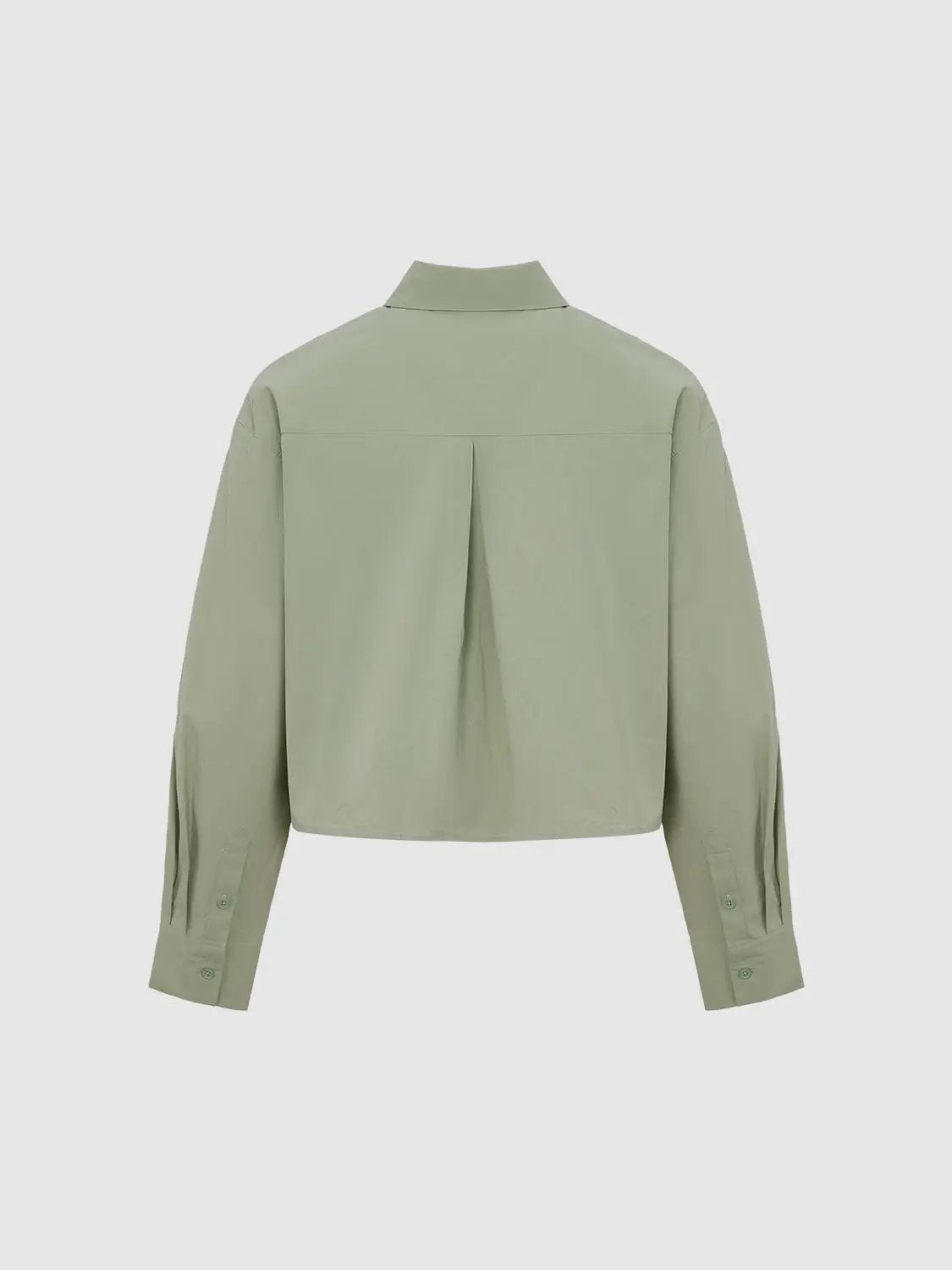 Cropped Button-Front Non-Stretch Cotton Shirt