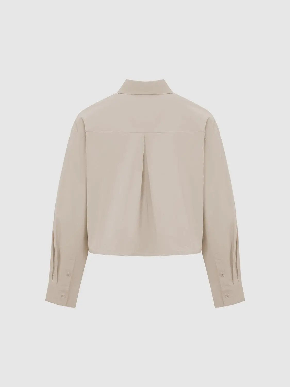 Cropped Button-Front Non-Stretch Cotton Shirt
