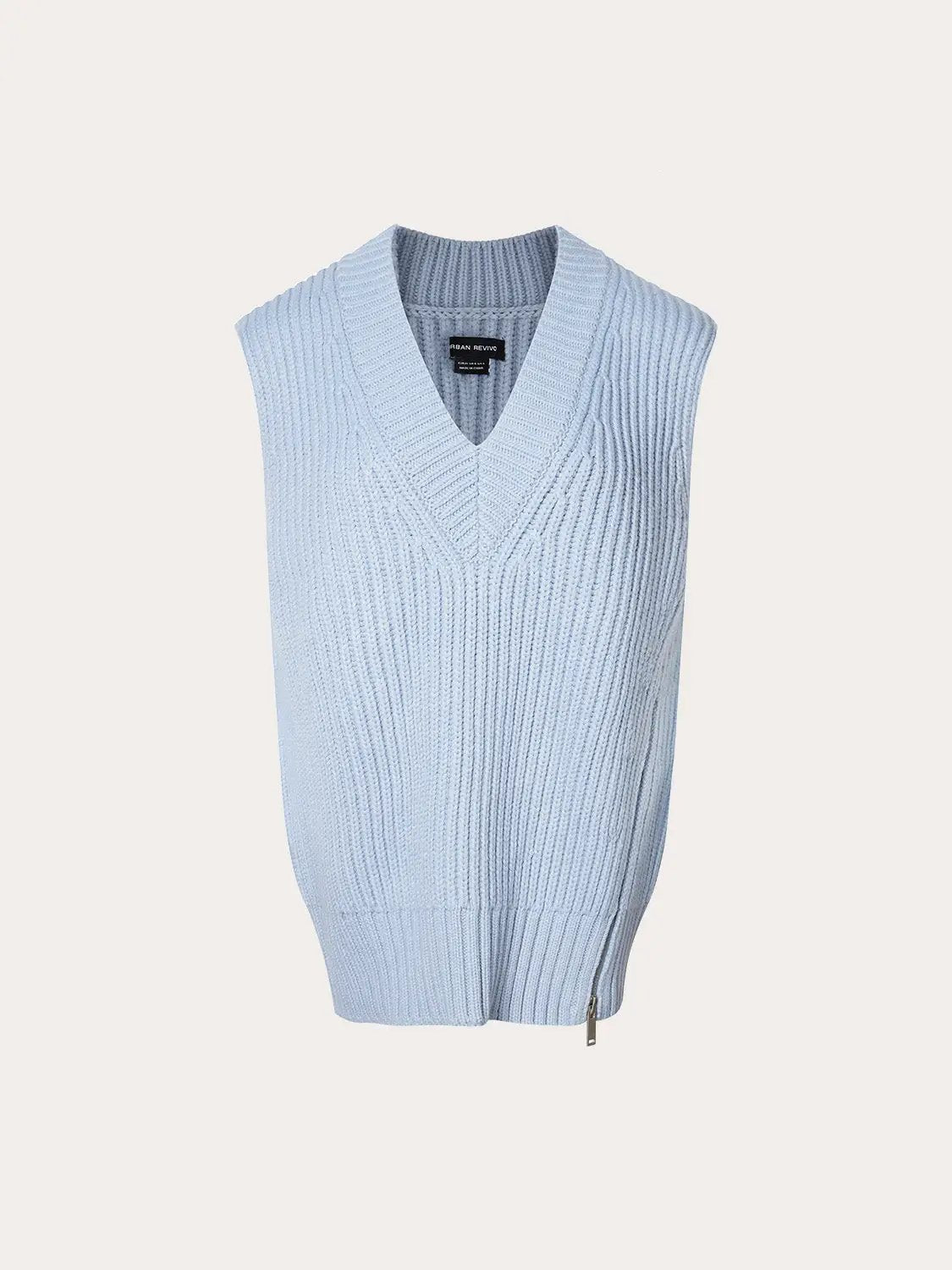 Loose V-Neck Knitted Vest