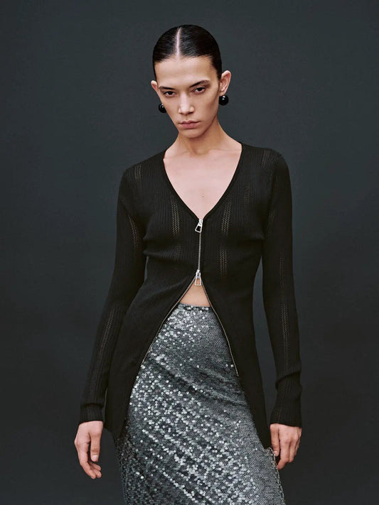 Zip Up Front Knitted Cardigans
