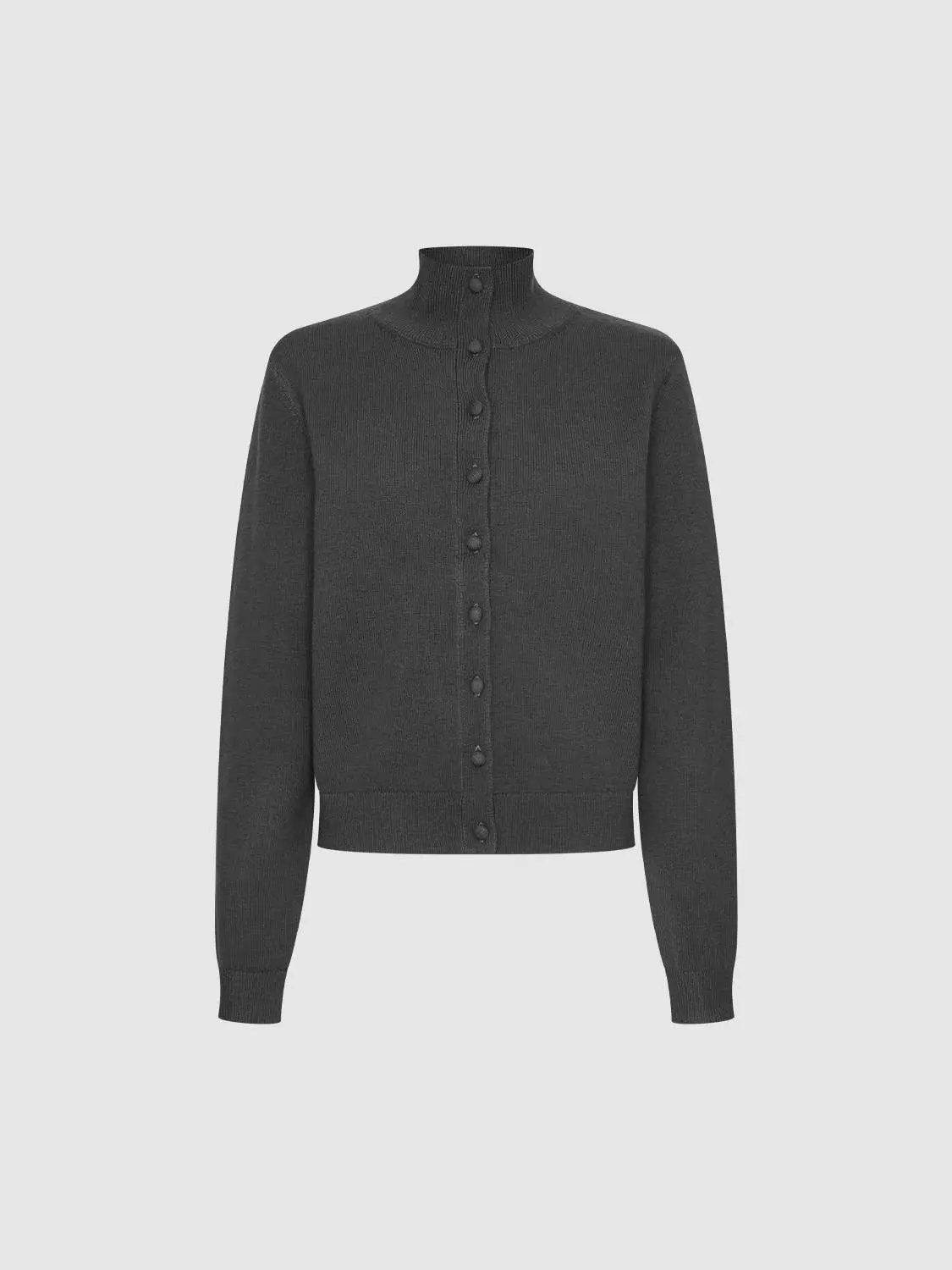 Mock Neck Button Up Knitted Cardigans