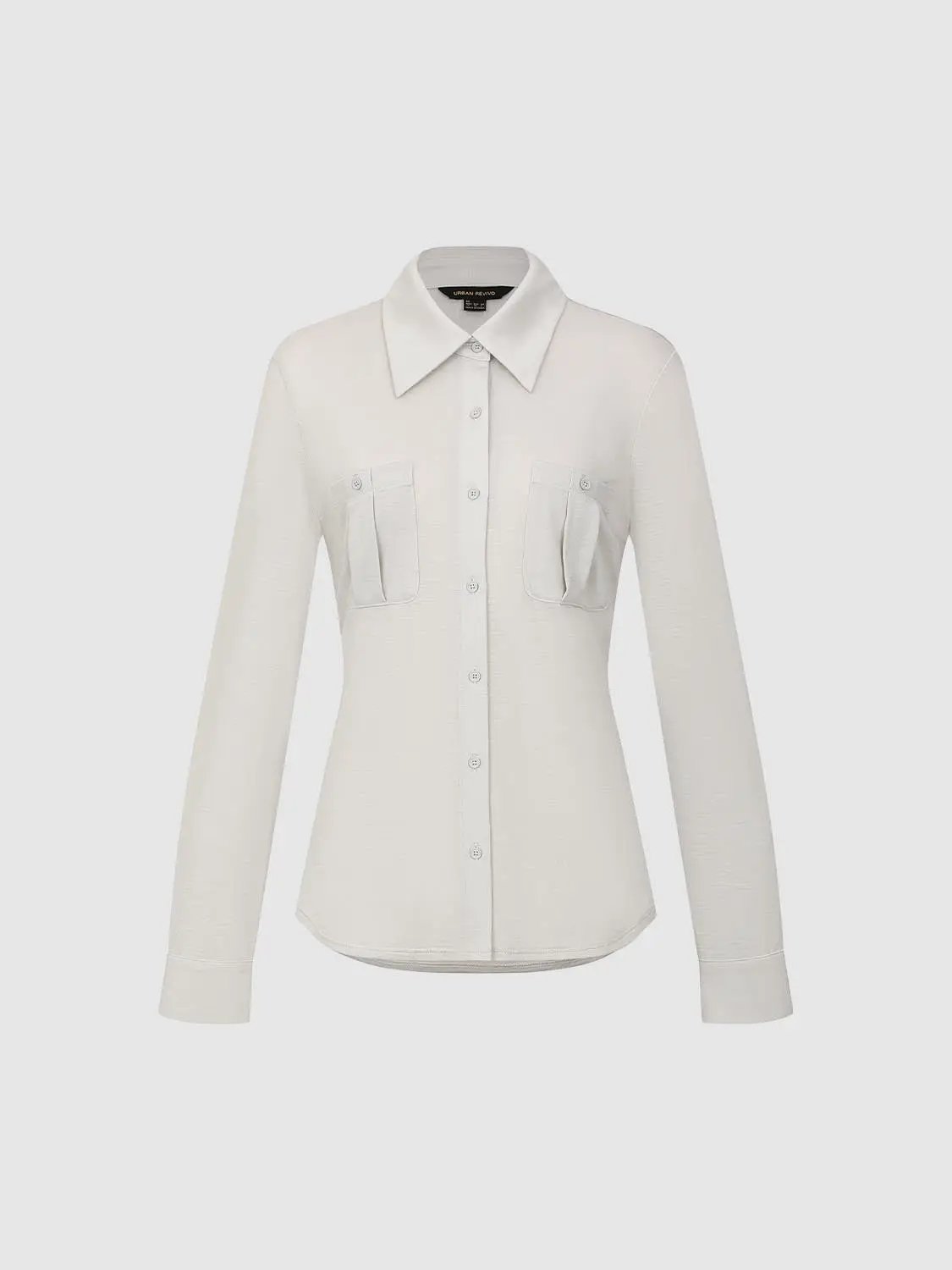 Point Collar Two Chest Pockets Long Sleeve Shirt