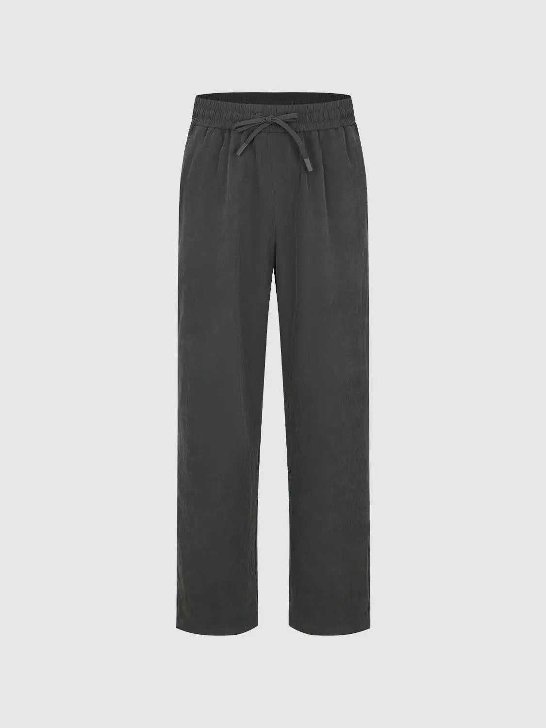 Relaxed Straight Leg Pants With Elastic Waist Drawstring