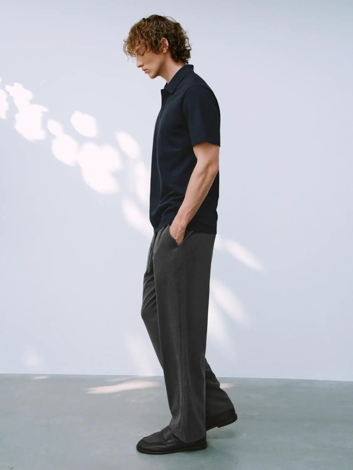 Relaxed Straight Leg Pants With Elastic Waist Drawstring