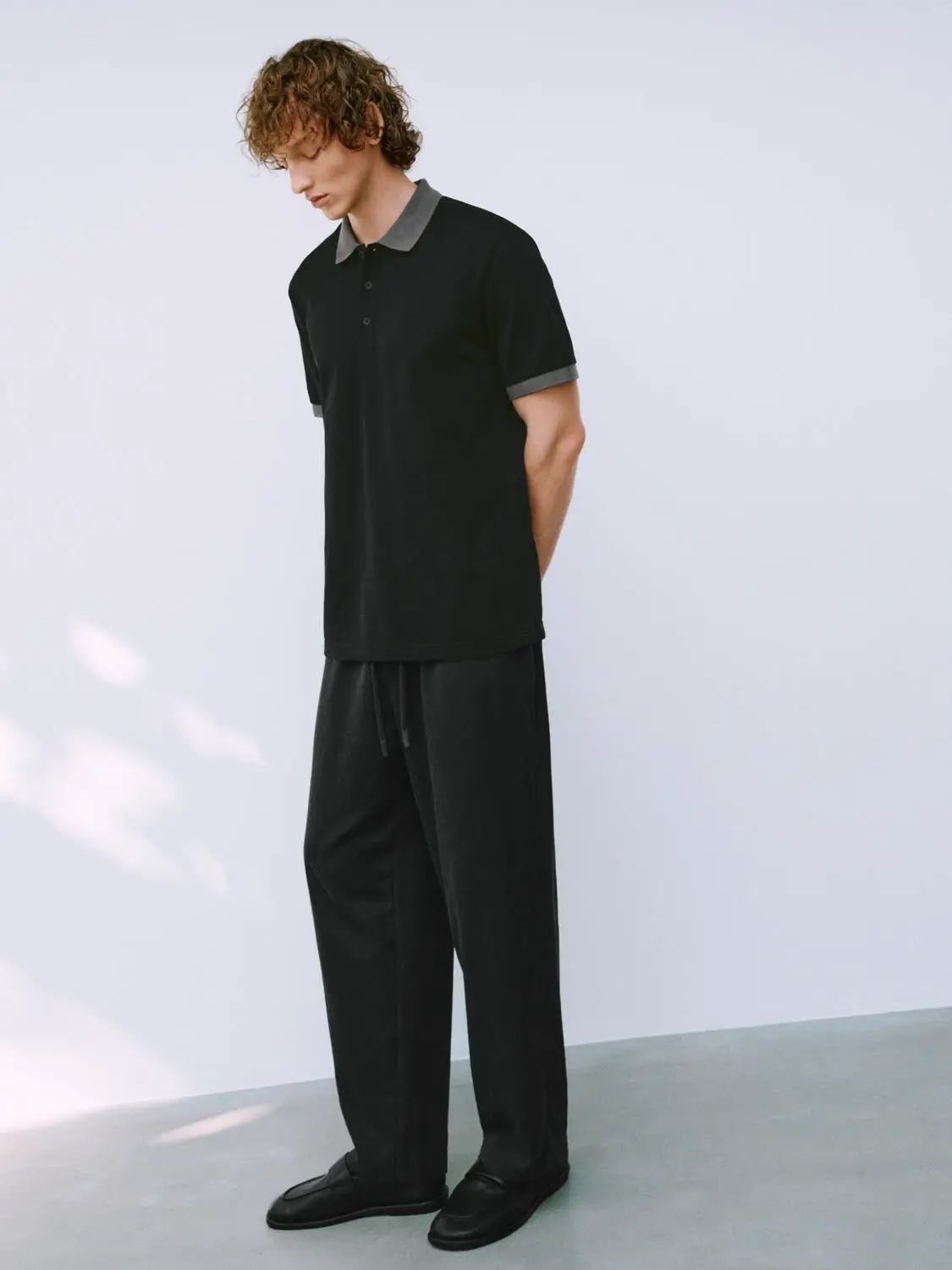 Relaxed Straight Leg Pants With Elastic Waist Drawstring