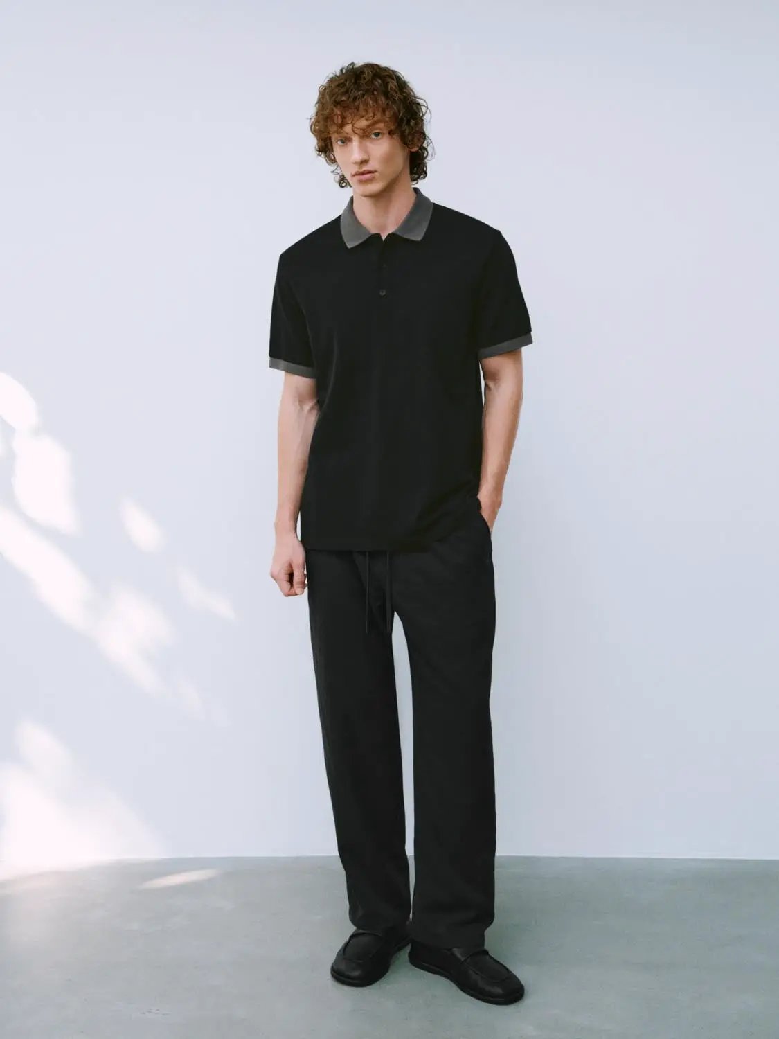 Relaxed Straight Leg Pants With Elastic Waist Drawstring