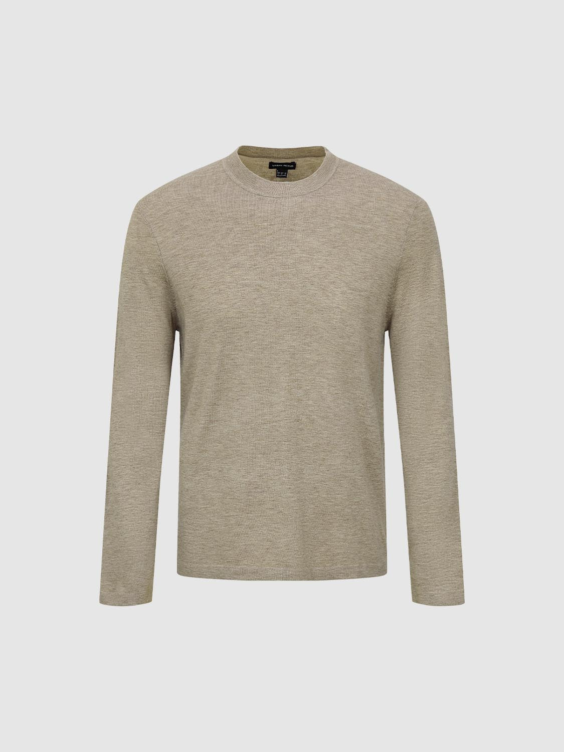 Solid Knit Crew Neck Long Sleeve Regular Fit T-Shirt