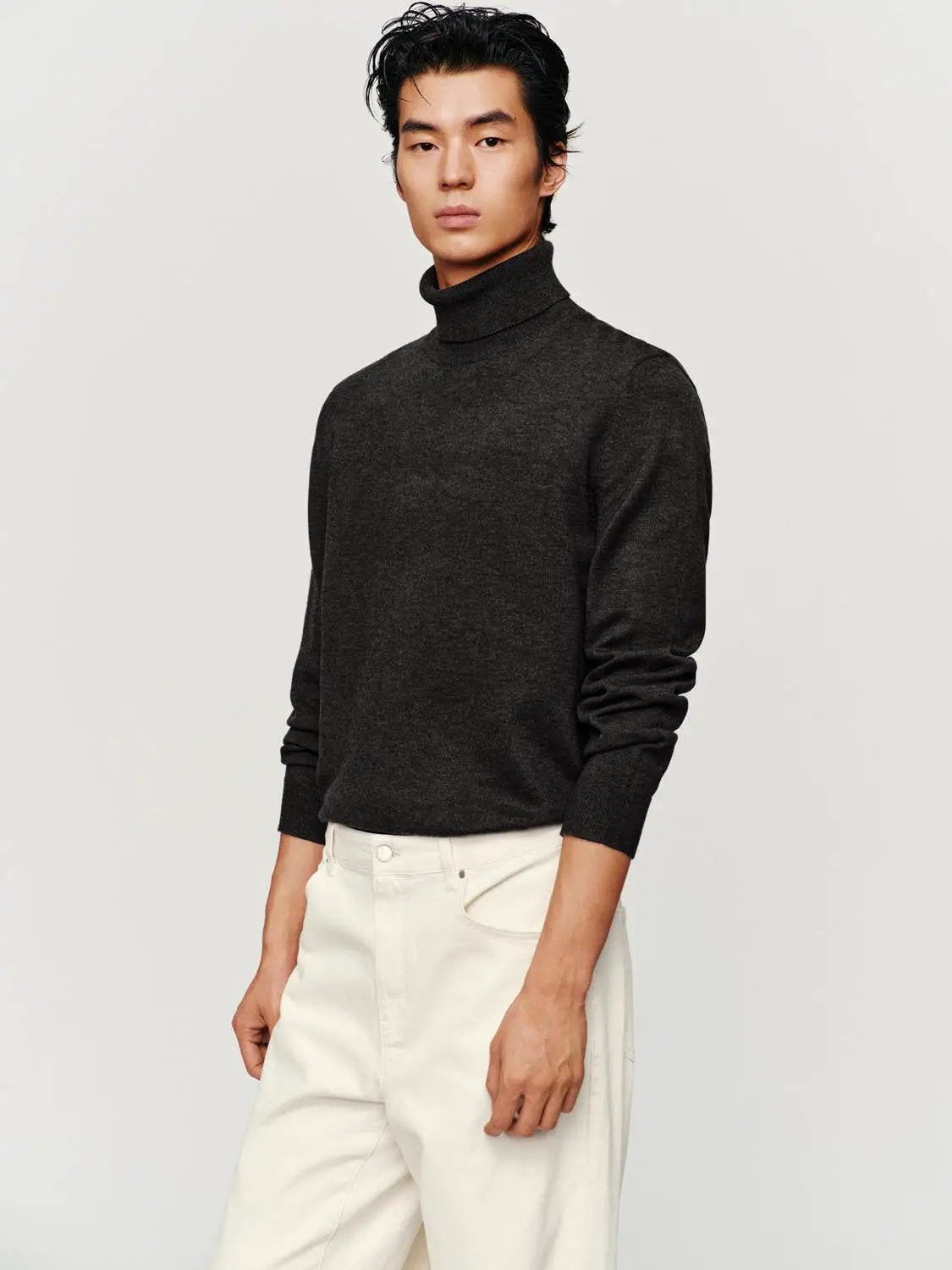 Textured Ribbed Mock Neck Long Sleeve Sweater