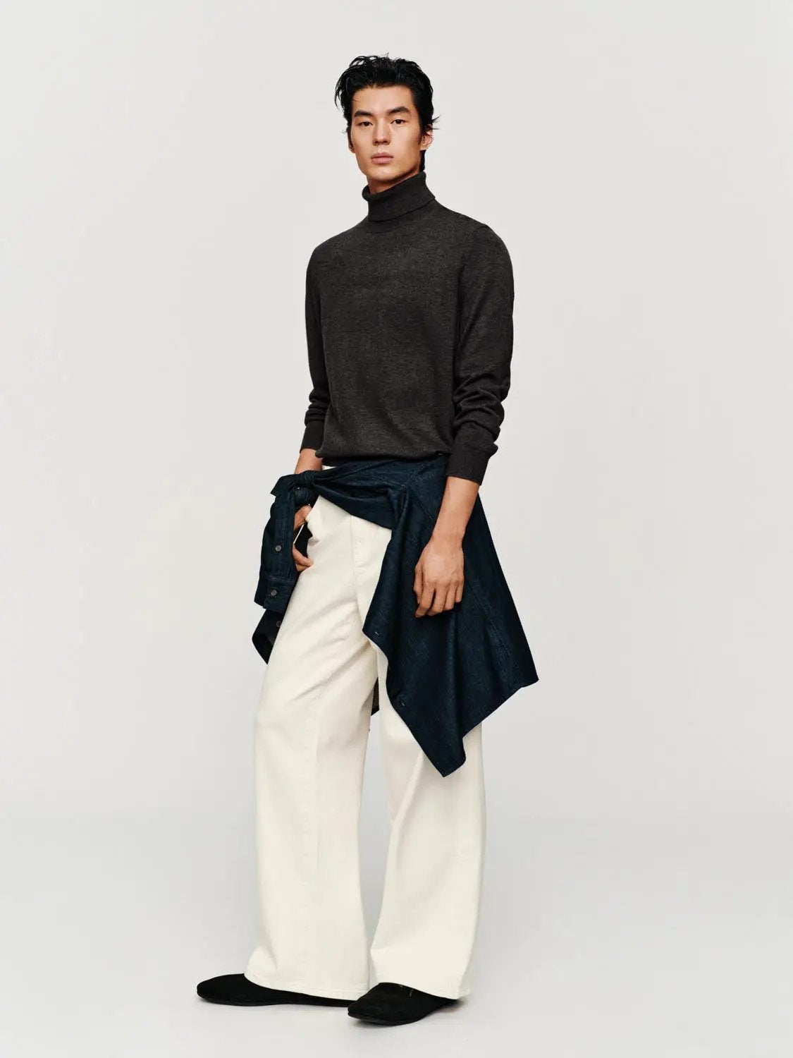 Textured Ribbed Mock Neck Long Sleeve Sweater