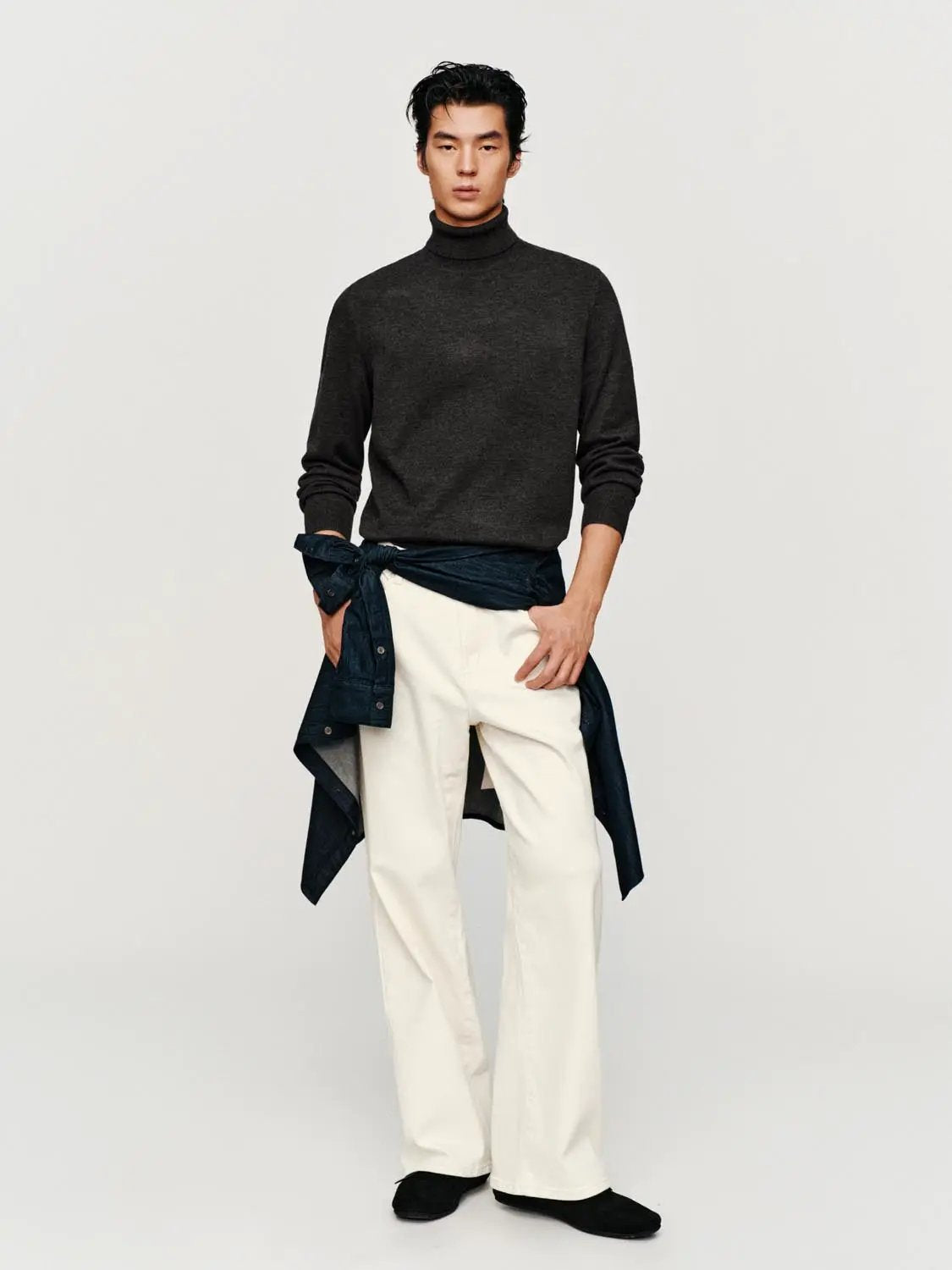 Textured Ribbed Mock Neck Long Sleeve Sweater