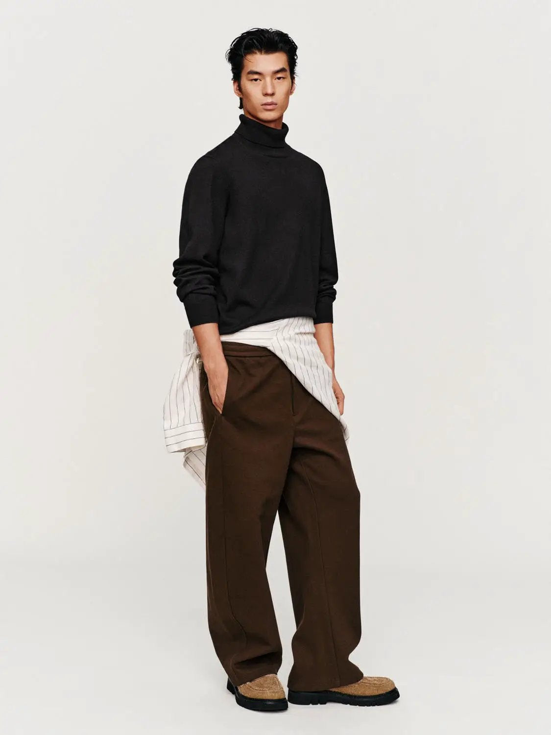 Textured Ribbed Mock Neck Long Sleeve Sweater