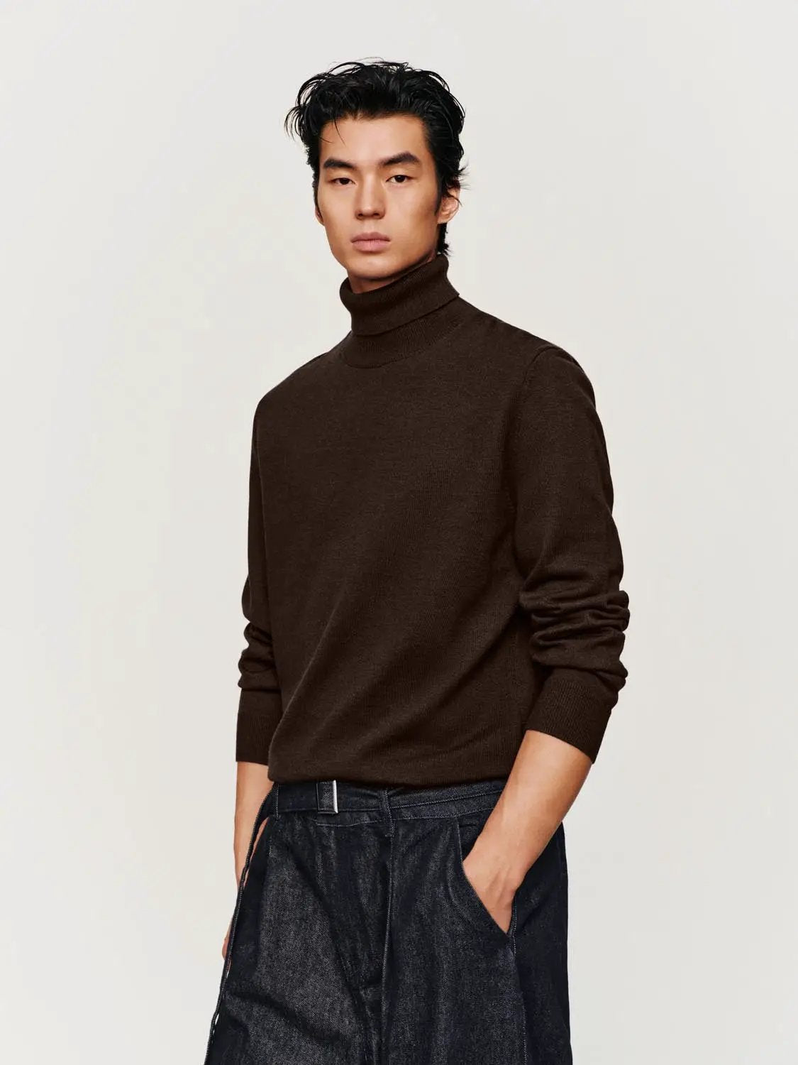 Textured Ribbed Mock Neck Long Sleeve Sweater