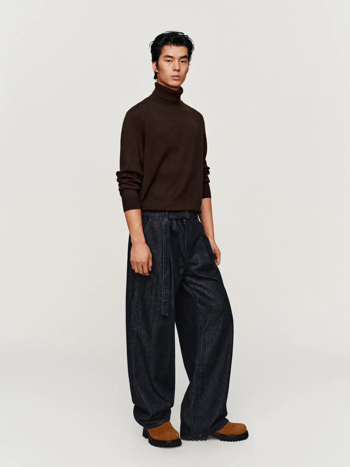 Textured Ribbed Mock Neck Long Sleeve Sweater