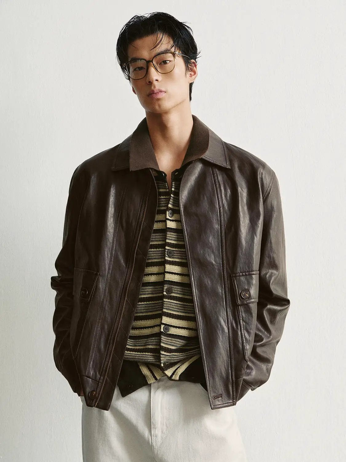 Patch Pocket Regular Shirt Collar Long Sleeve Jacket